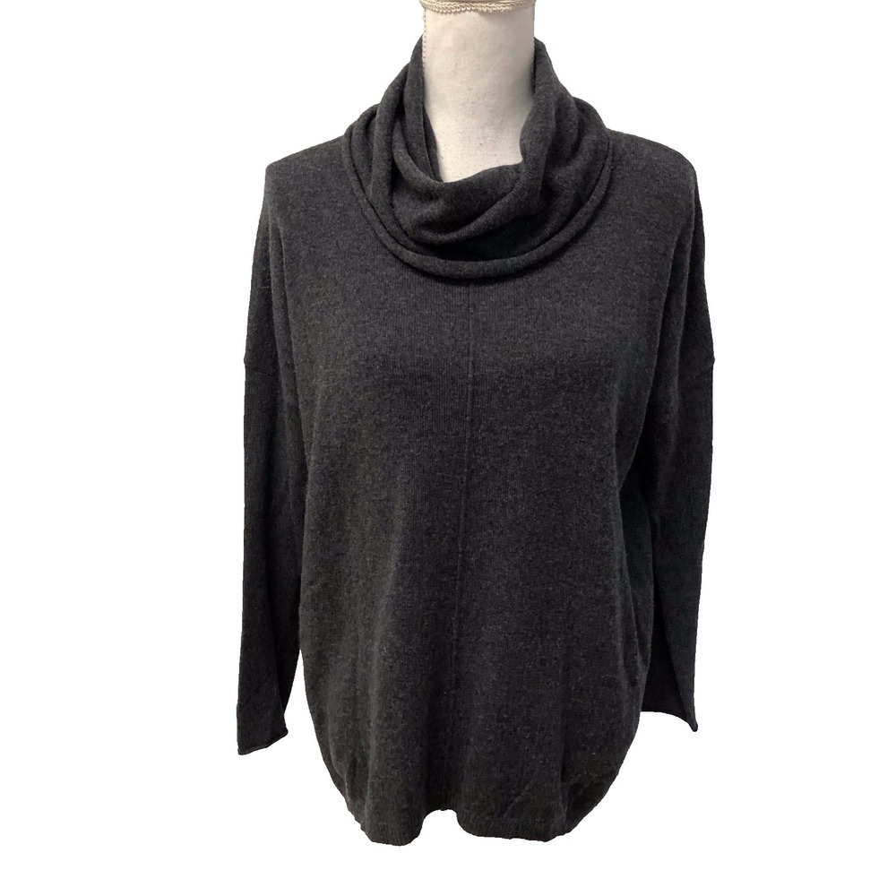 Kinross Cashmere‎ Sweater Jumper Womens Small Gray Oversize Cowl Neck Pullover